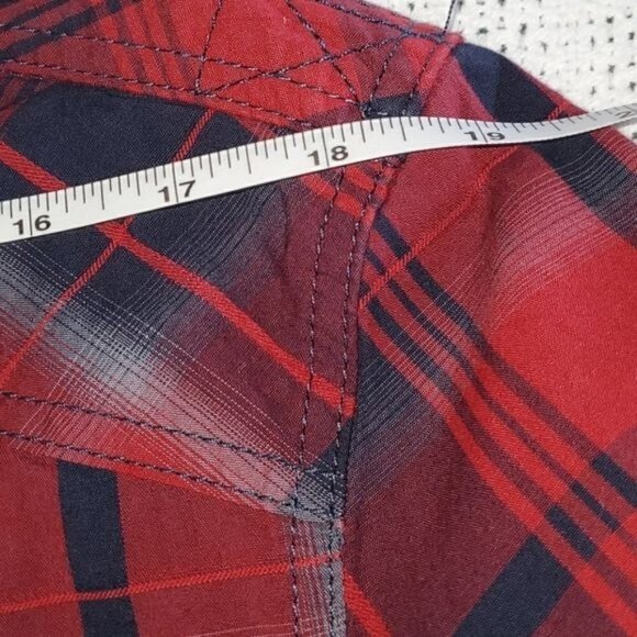 Rock & Republic Stretch Red Plaid Casual Button Down Sz XL Shirt w Pockets - Picture 10 of 11